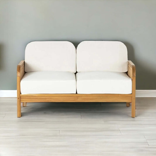Modern Rattan Sofa: Teak Frame & Woven Panels (Shop Now) - TimberCraft
