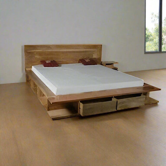 Natural Teak Wood Bed Frame - Eco - Friendly and Durable - TimberCraft