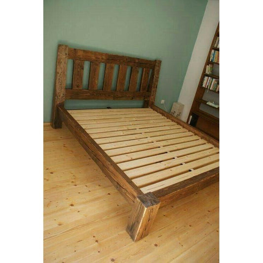 Solid Wood Rustic Farm House Bed In Distress Finish - TimberCraft