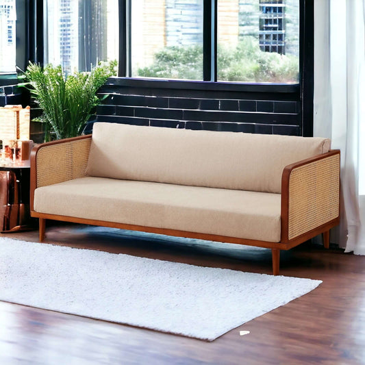 Teak & Rattan Sofa Set: Oriental Design, Luxurious Comfort - TimberCraft