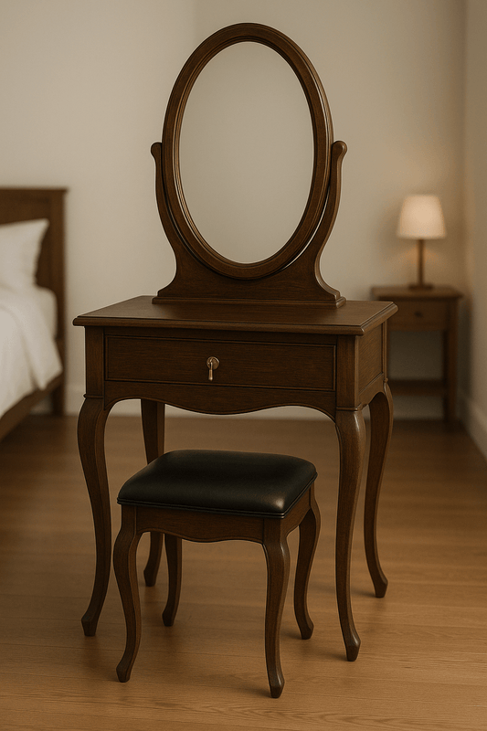 Teak Wood Dressing Table with Mirror & Lockable Drawer – Custom Colors - TimberCraft