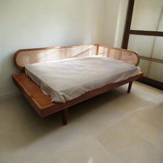 Teak Wood Natural Cane Day Bed - TimberCraft