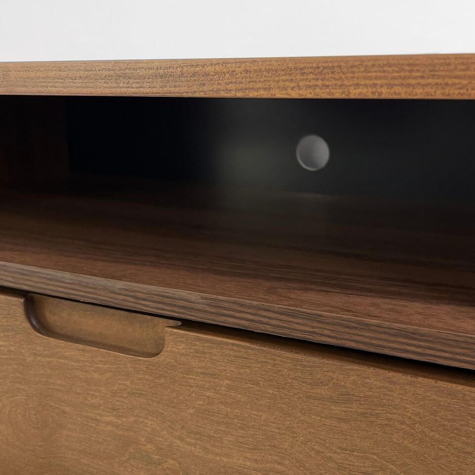 TV Console (Solid Teak Wood + Rattan Panel) - TimberCraft
