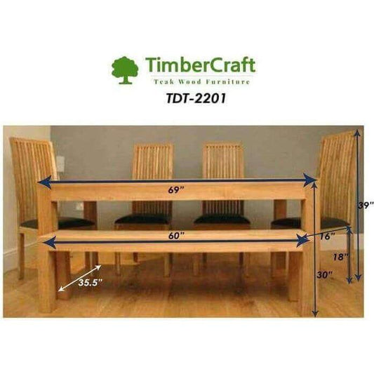 Indian Teak Wood Dining Table With 4 Chairs And 1 Bench TDT - 2201 - TimberCraft