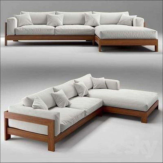 L - shaped wooden sofa set design - Sectional corner sofa - TimberCraft
