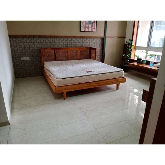 Rattan Wicker headboard teak wood bed TBD - 6001 - TimberCraft