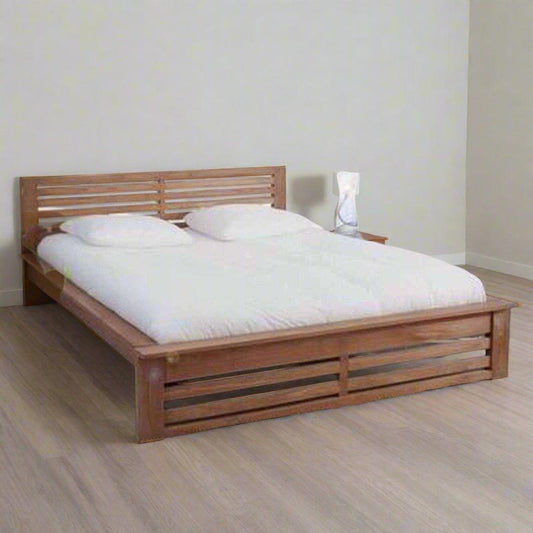 Teak Wood Bed With Slatted headboard TBD - 1801 - TimberCraft