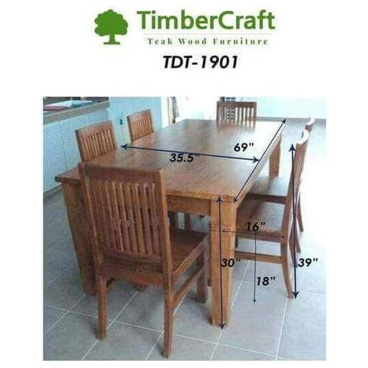 Teak Wood Dining Room Table & Chairs Set TDT - 1901 - TimberCraft