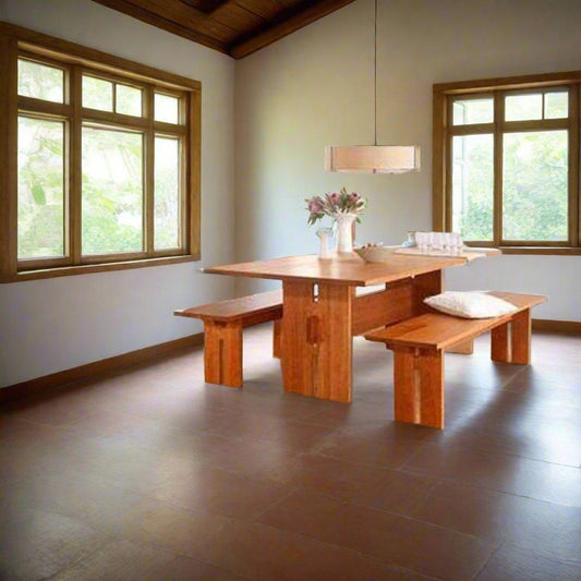 Teak Wood Dining Table With 2 Benches TDT - 2101 - TimberCraft