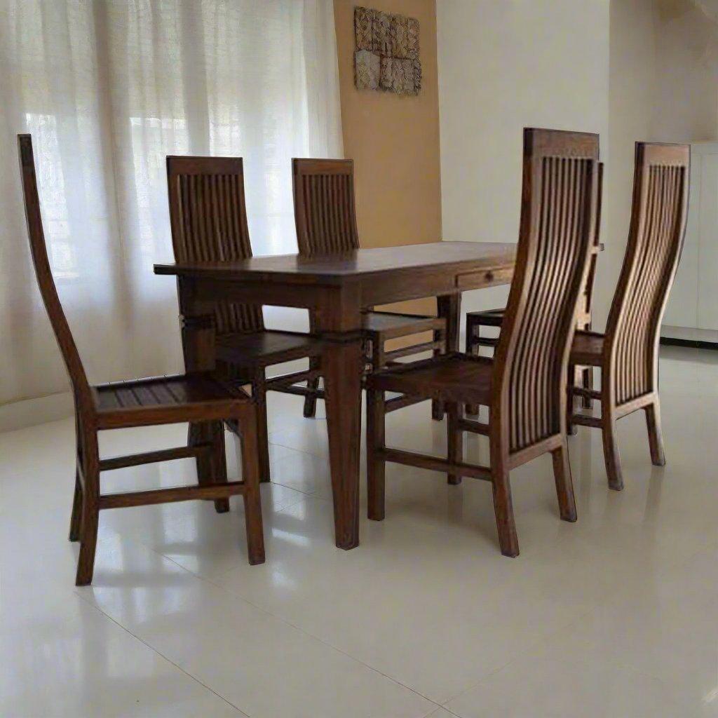 Teak Wood Dining Table With Chairs TDT-3001 Buy Online in