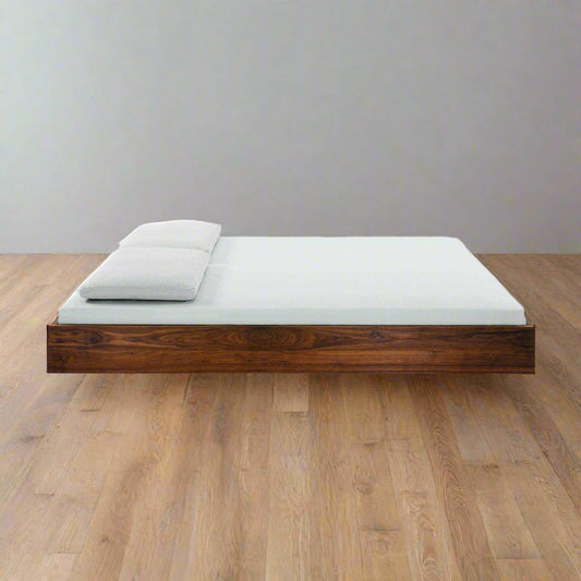 Teak Wood Floating Bed Frame - TimberCraft
