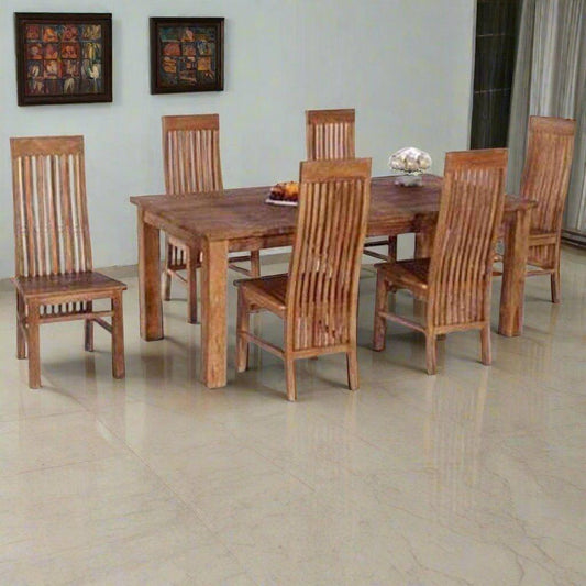 Teak Wood Rustic Dining Table Set TDT - 2701 - TimberCraft