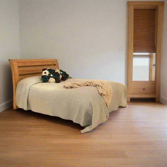 Trendy Sleigh Teak Bed - TimberCraft