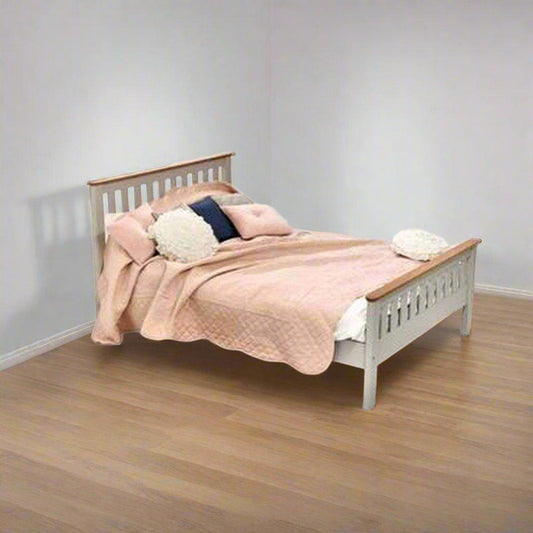 White polished antique teak bed - TimberCraft