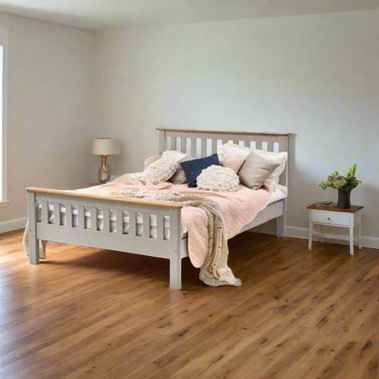 White polished antique teak bed - TimberCraft