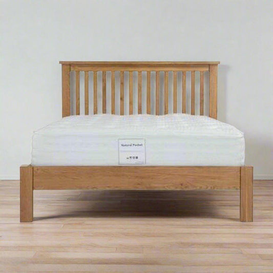 Wooden Bed With Slatted Headboard - TimberCraft