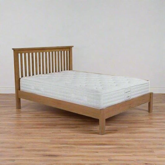 Wooden Bed With Slatted Headboard - TimberCraft