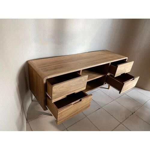 Nordic-inspired solid wood media unit 