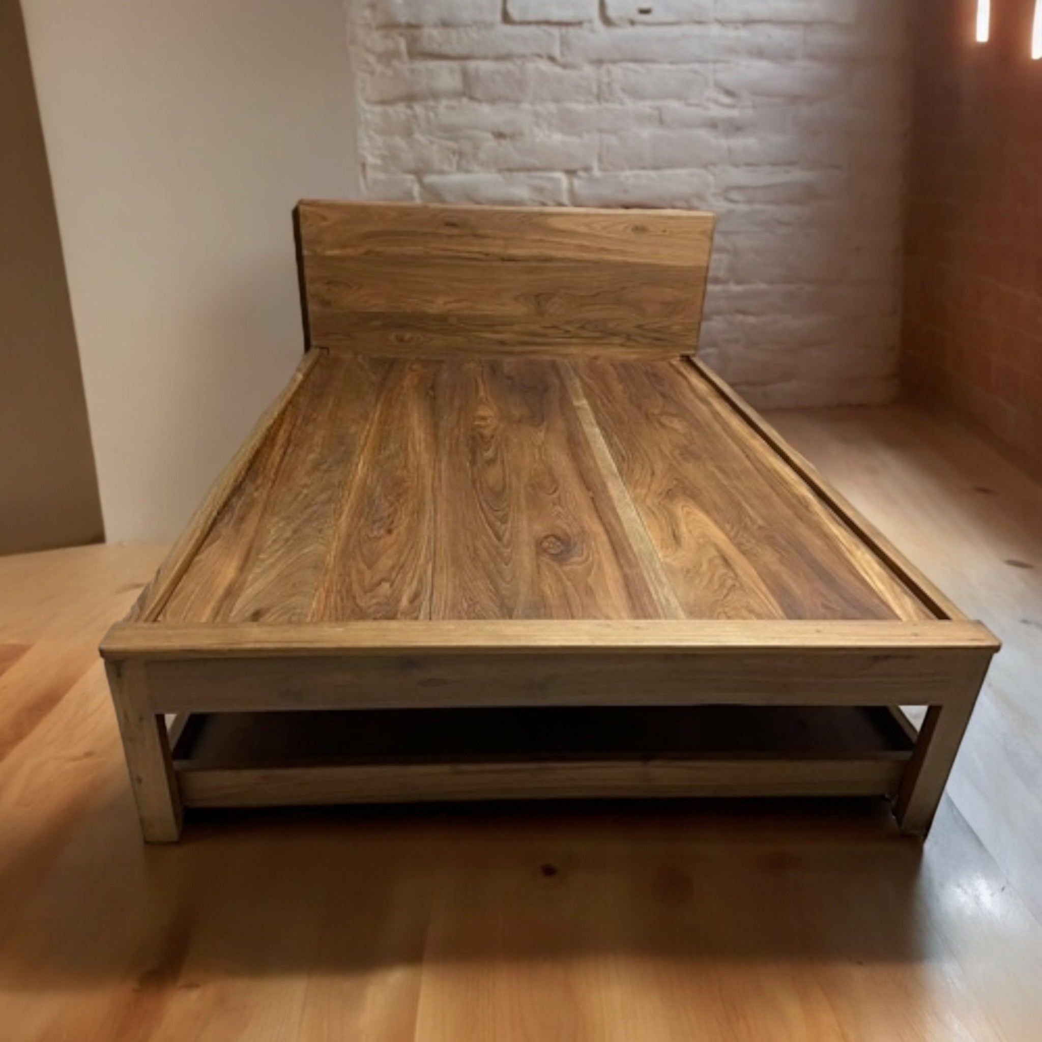 Maximize Your Space: Teak Wood Trundle Bed for Guests or Small Rooms