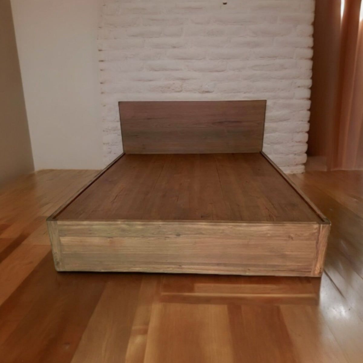 Luxurious and Functional: Teak Wood Platform Bed with 4 Drawers