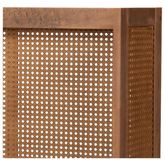 Curved teakwood and rattan head panel