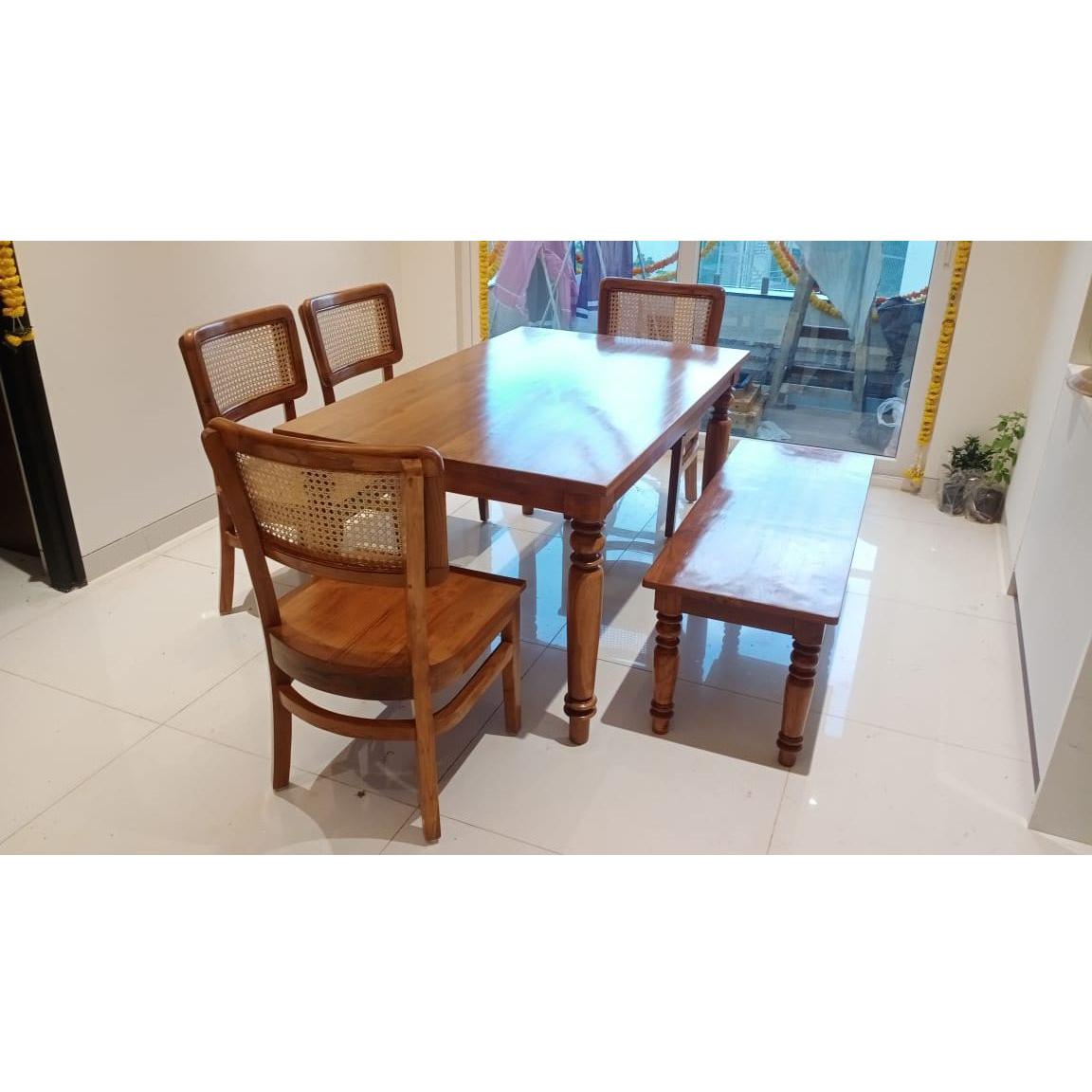 Teak Wood Dining Table With 6 Teak Chairs TDT-3201