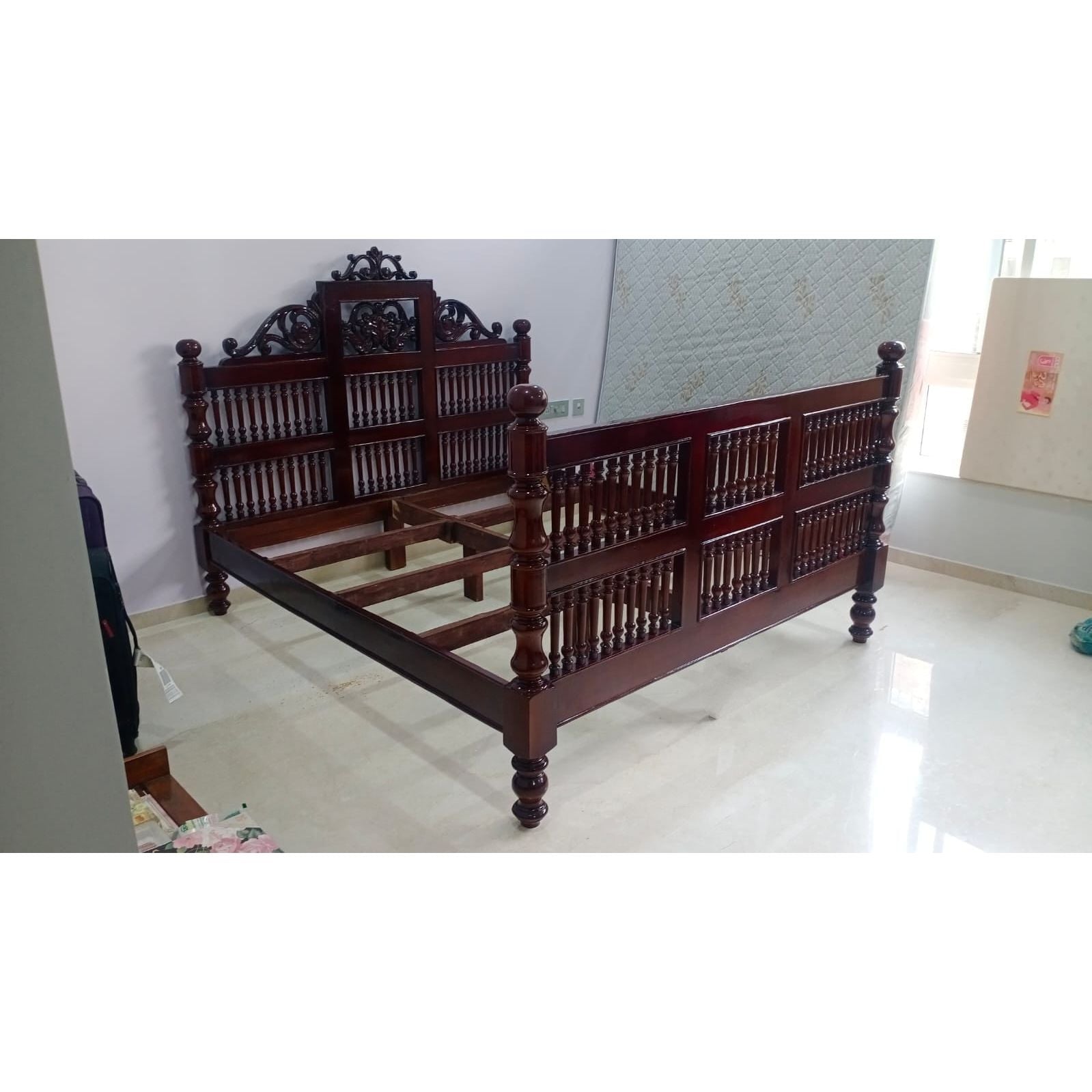Vintage South Indian Teak Wood Bed