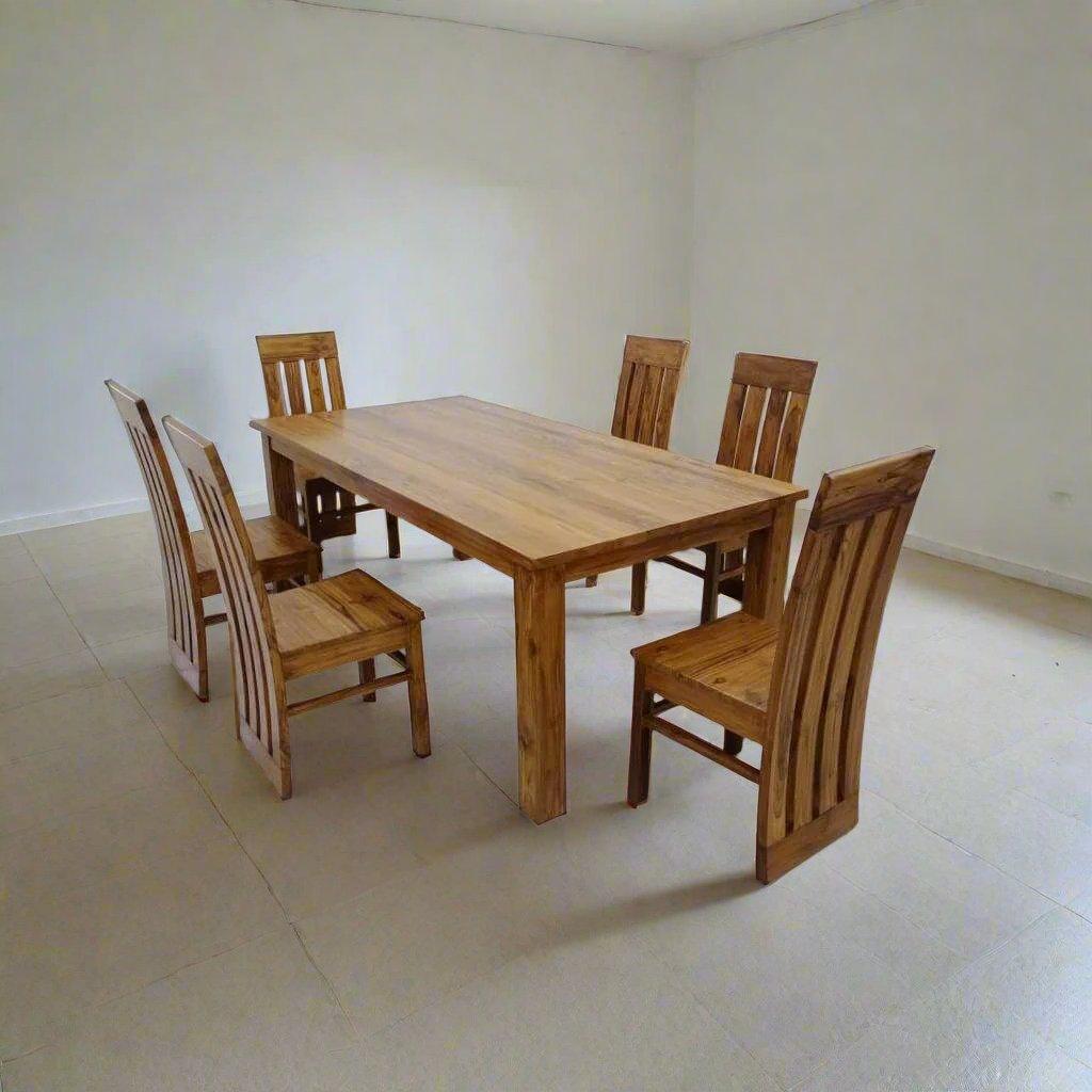 Teak Dining Table With 6  Teak Chairs TDT-3401