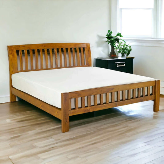 Artisan Sleigh Bed | Handcrafted Teak | Customizable Design - TimberCraft