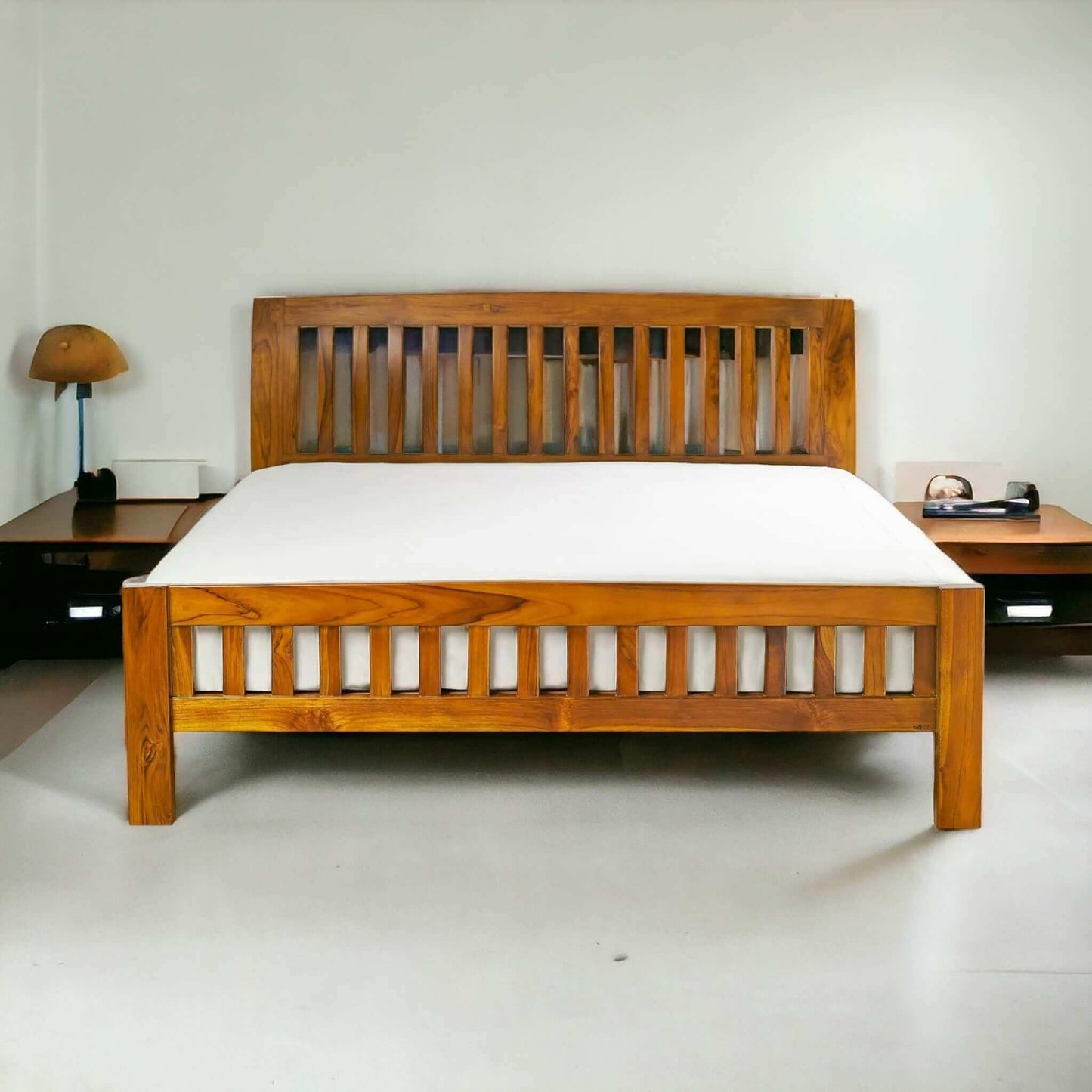Artisan Sleigh Bed | Handcrafted Teak | Customizable Design - TimberCraft