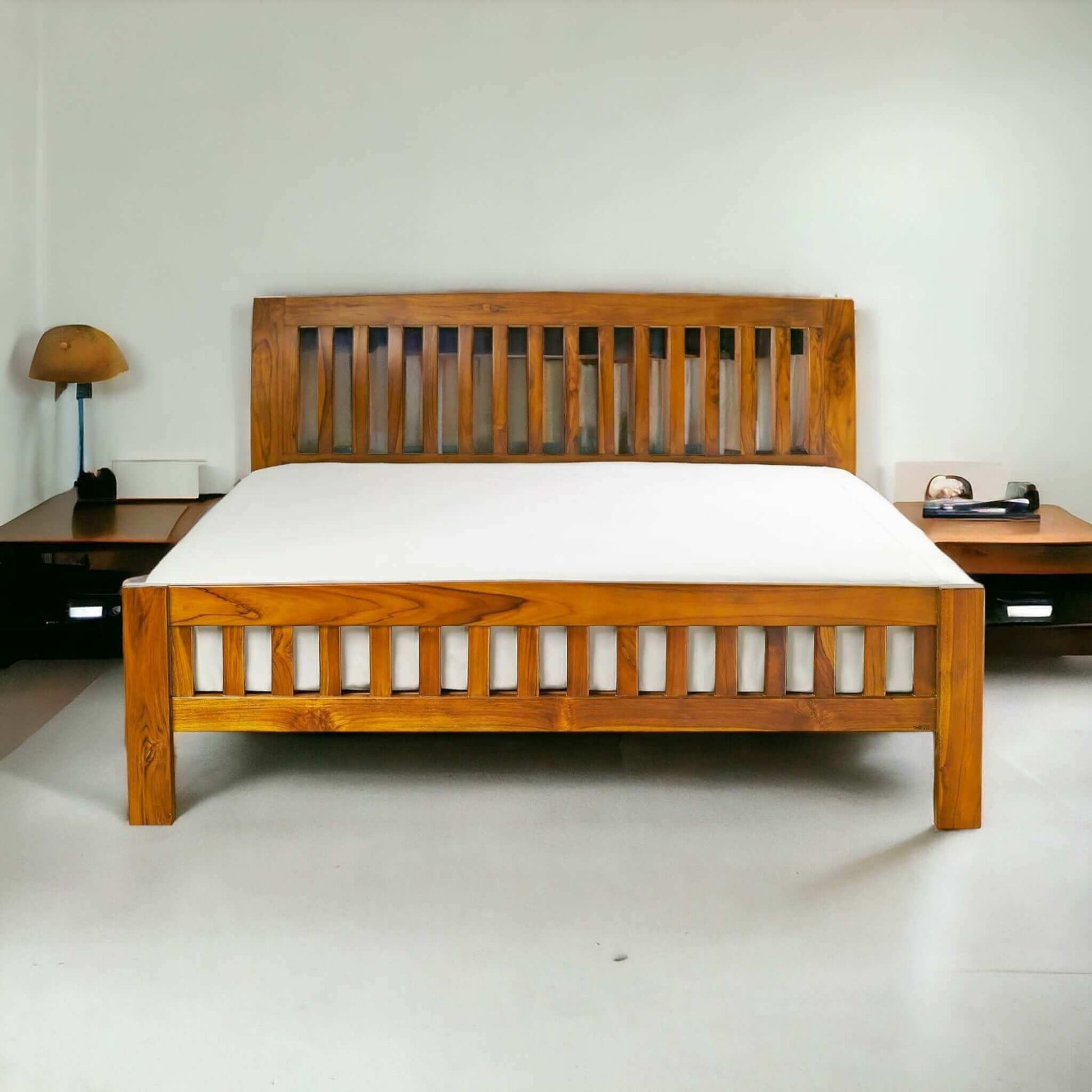 Artisan Sleigh Bed | Handcrafted Teak | Customizable Design - TimberCraft
