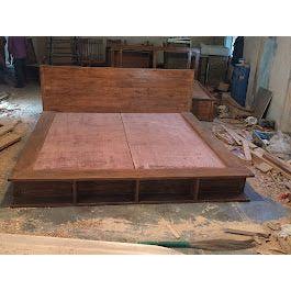 Natural Teak Wood Bed Frame - Eco-Friendly and Durable