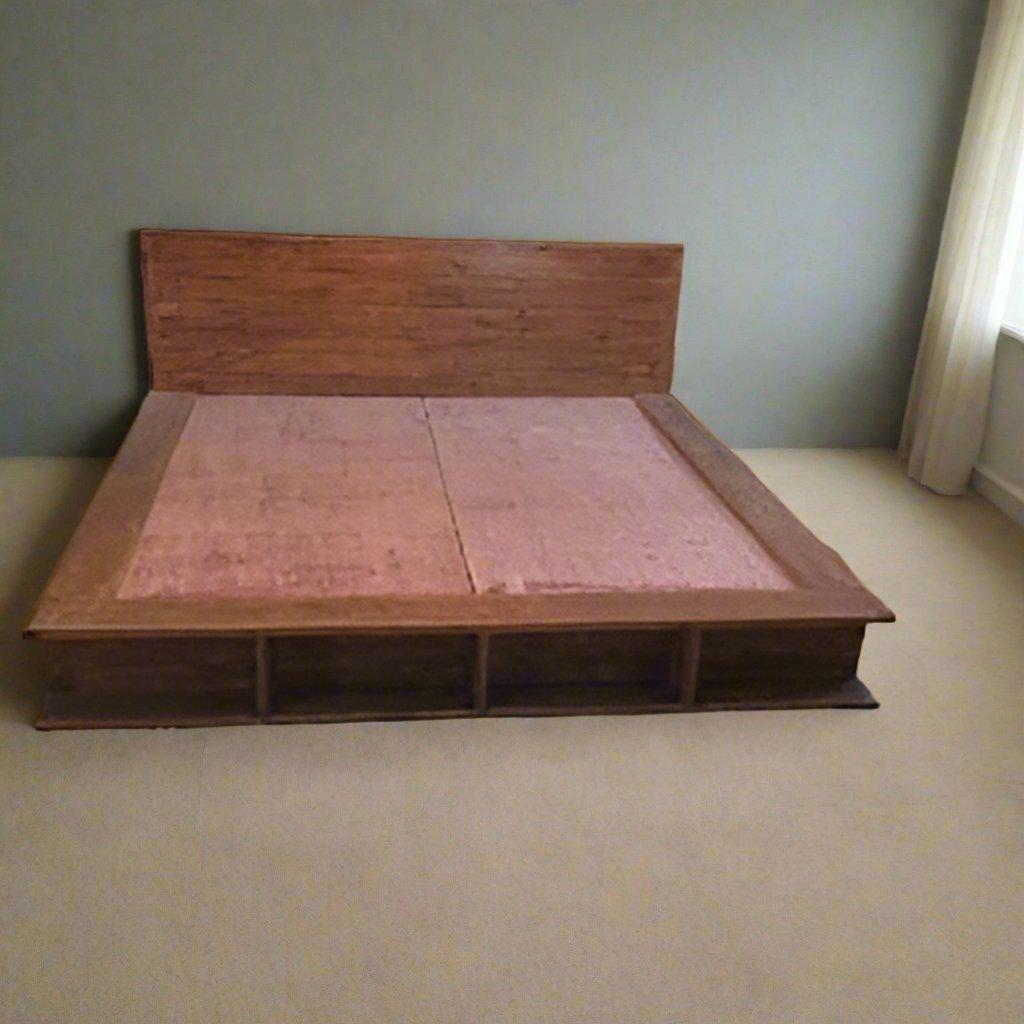 Natural Teak Wood Bed Frame - Eco-Friendly and Durable