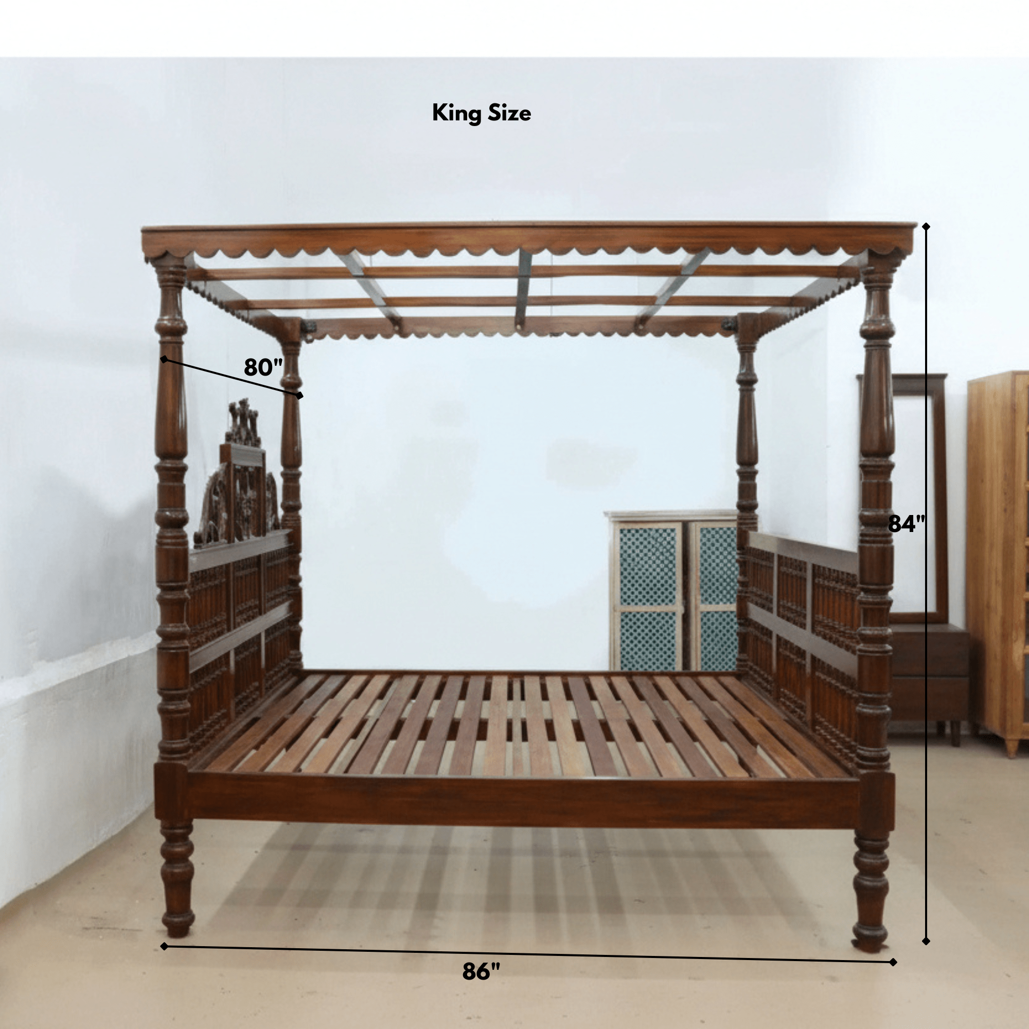 Vintage Royal Poster Bed king size dimensions