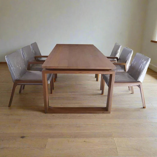 Contemporary floating teak dining table with a bench - TimberCraft