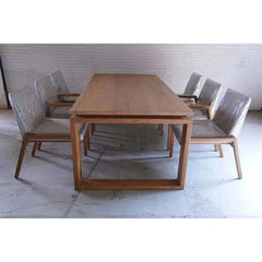 Contemporary floating teak dining table with a bench - TimberCraft
