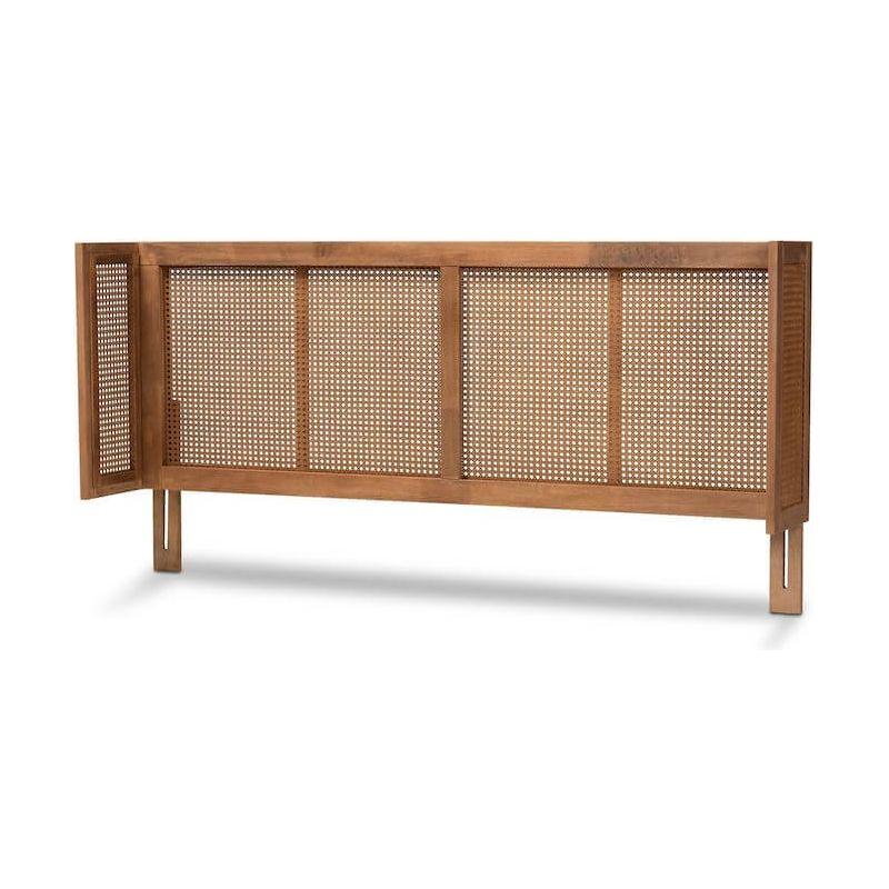 Curved teakwood and rattan head panel - TimberCraft
