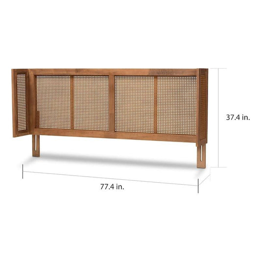 Curved teakwood and rattan head panel - TimberCraft