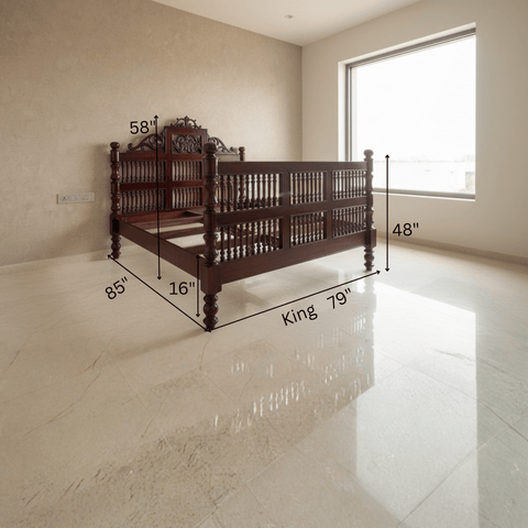 King size solid teak wood bed dimensions and measurements