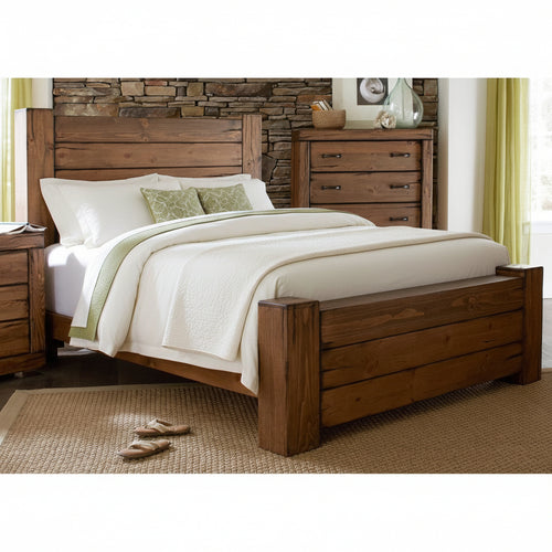 Farmhouse Rustic Teak Bed TBD - 1201 - TimberCraft