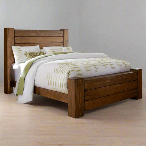 Farmhouse Rustic Teak Bed TBD - 1201 - TimberCraft