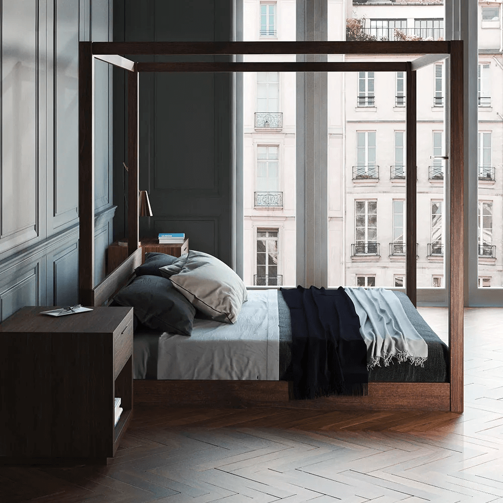 Floor 4 poster bed - solid teak wood - TimberCraft