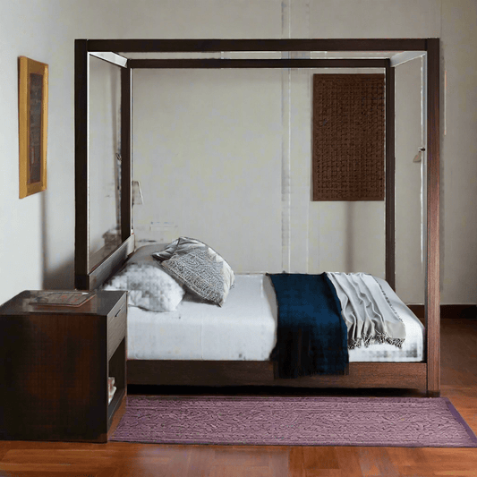 Floor 4 poster bed - solid teak wood - TimberCraft
