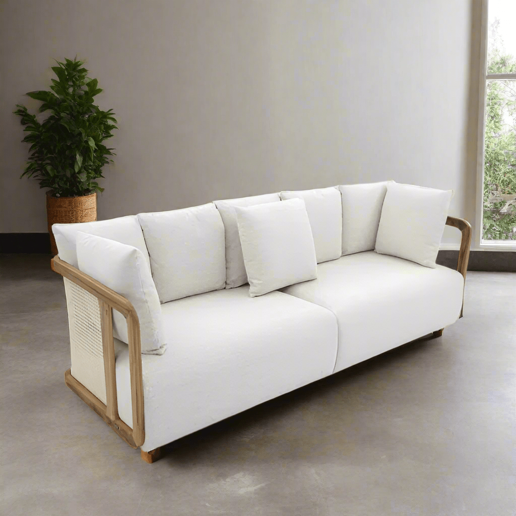 Handcrafted Teak & Rattan Lounge Sofa 