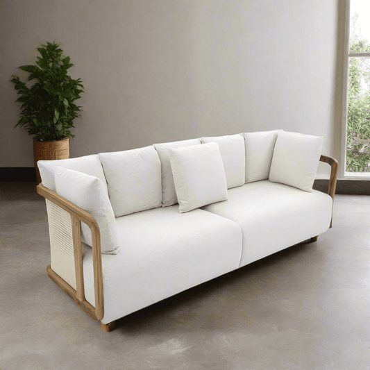 Handcrafted Teak & Rattan Lounge Sofa 