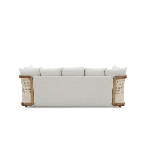 Handcrafted Teak & Rattan Lounge Sofa – 3-Seater back side