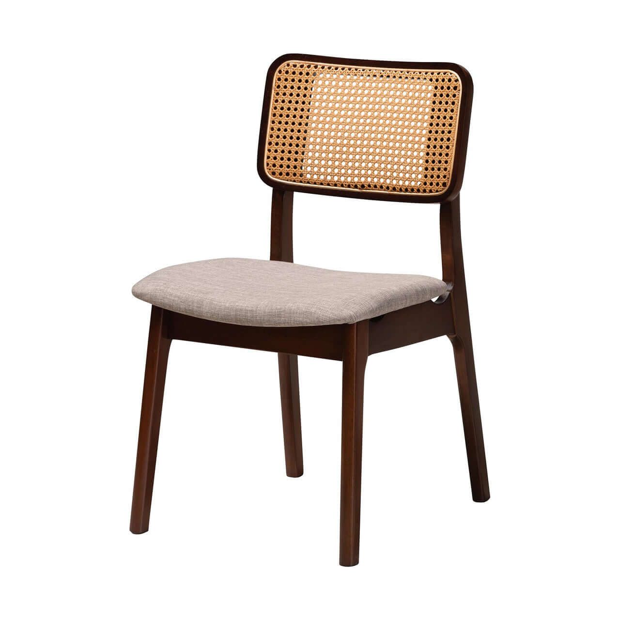 Inviting Mid - Century Charm: Teak Dining Set with Rattan Accents - TimberCraft