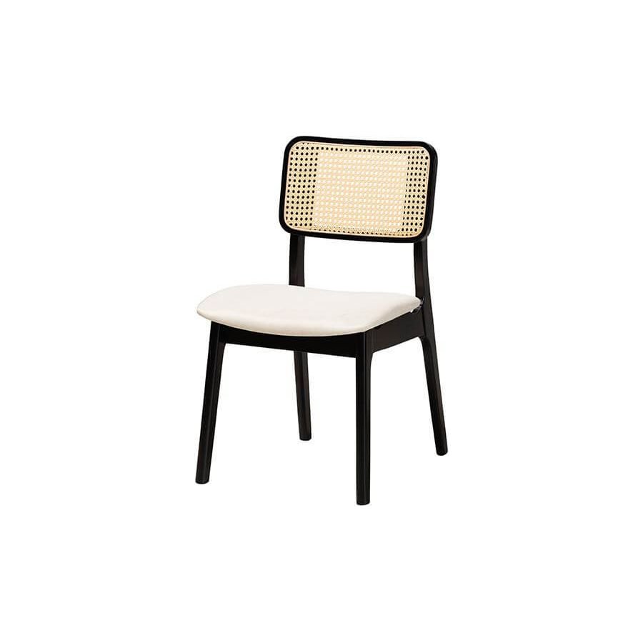 Inviting Mid - Century Charm: Teak Dining Set with Rattan Accents - TimberCraft