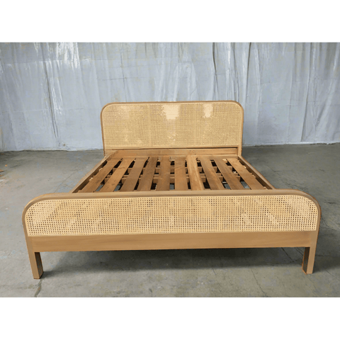 Luxurious Teak Wood Rattan Bed - TimberCraft