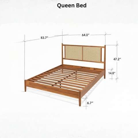 Queen size solid teak wood bed dimensions 78 x 60 inches mattress